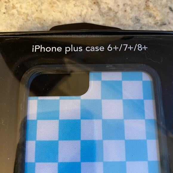 NEW Blue White Check Wildflower iPhone 6+/7+/8+ Case Never Used - Picture 3 of 8